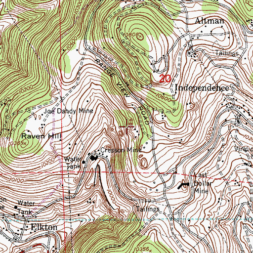 Topographic Map of Dante Mine, CO