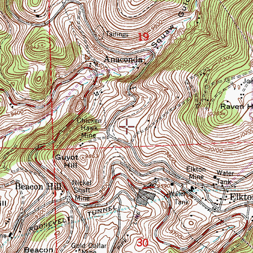 Topographic Map of Ella Mine, CO