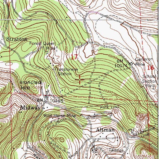 Topographic Map of Hart Mine, CO