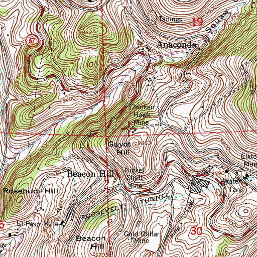Topographic Map of Hobo Tunnel Mine, CO