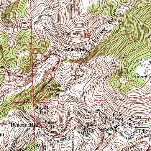 Topographic Map of Hoskins Mine, CO