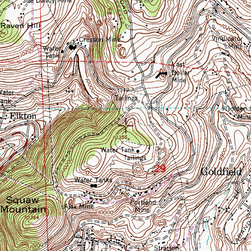 Topographic Map of Portland Number Three Mine, CO