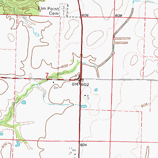 Topographic Map of Paisley Corners, IL