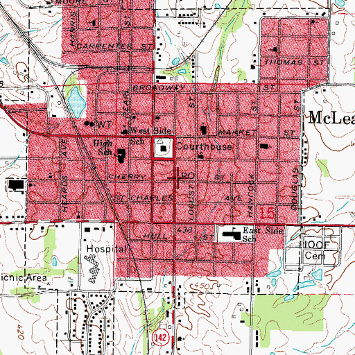 Topographic Map of Mc Leansboro Post Office, IL