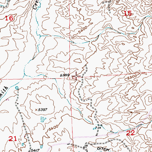 Topographic Map of Lander Area Number One Mine, WY