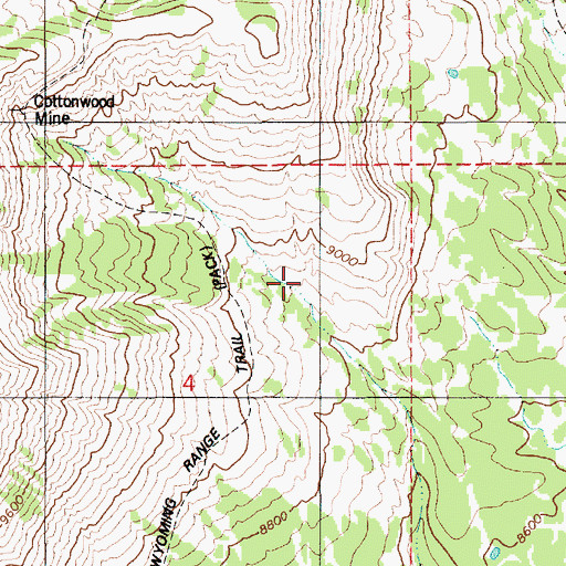 Topographic Map of Cottonwood Mine, WY