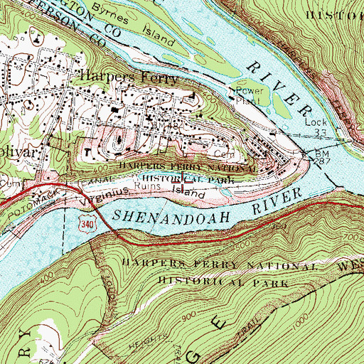 Topographic Map of Herrs Mill (historical), WV