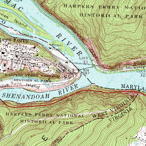 Topographic Map of John Browns Fort (historical), WV