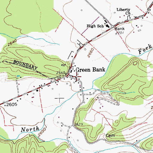 Topographic Map of Green Bank United Methodist Church, WV