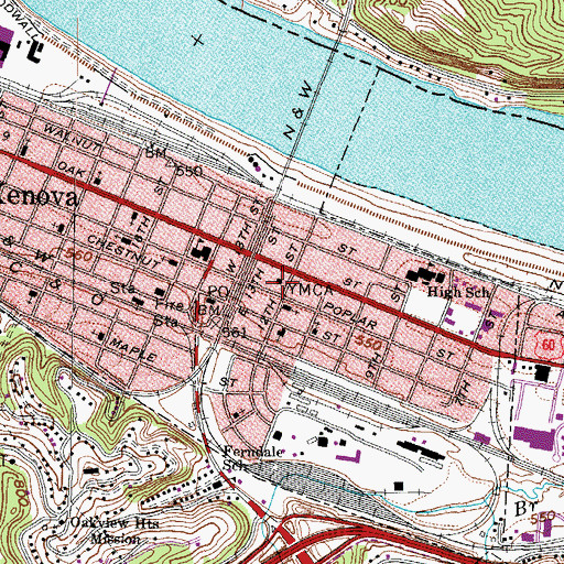 Topographic Map of Ceredo-Kenova Memorial Public Library, WV