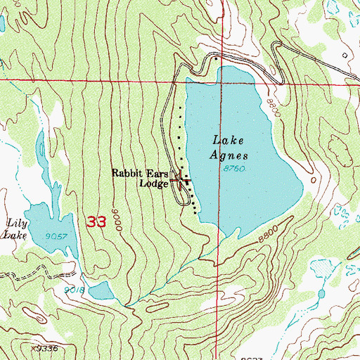 Topographic Map of Rabbit Ears Lodge, CO