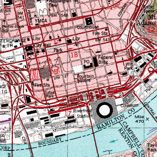 Topographic Map of Ingalls Building, OH
