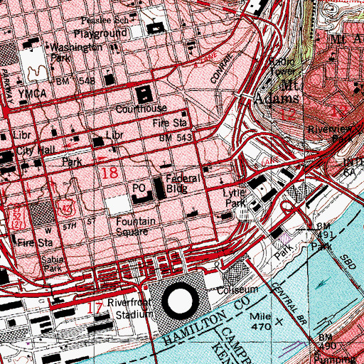Topographic Map of Saint Xavier School, OH