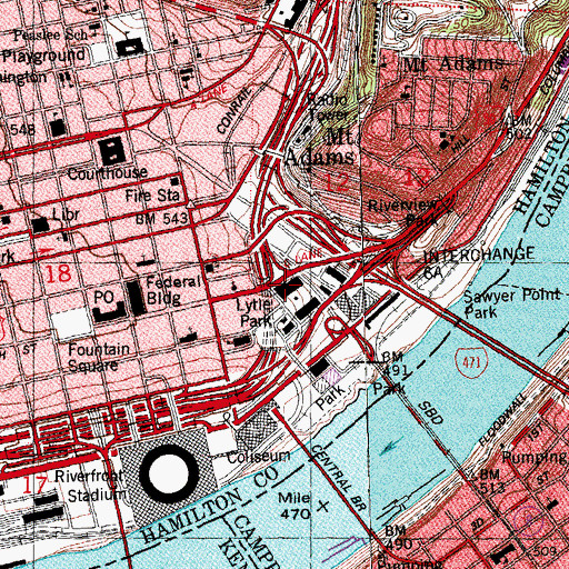 Topographic Map of Pugh Building, OH