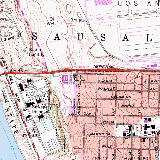 Topographic Map of Acacia Park, CA