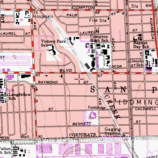 Topographic Map of Raymond Street Park, CA