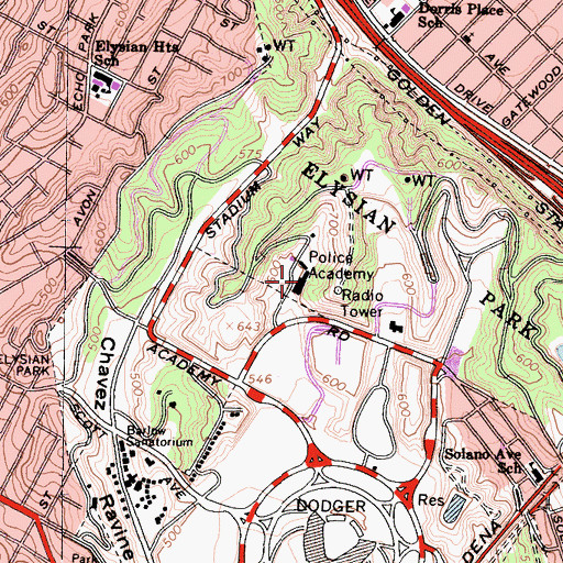 Topographic Map of Los Angeles Police Academy, CA