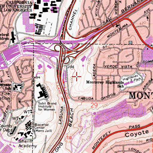 Topographic Map of Monterey Park Golf Course, CA