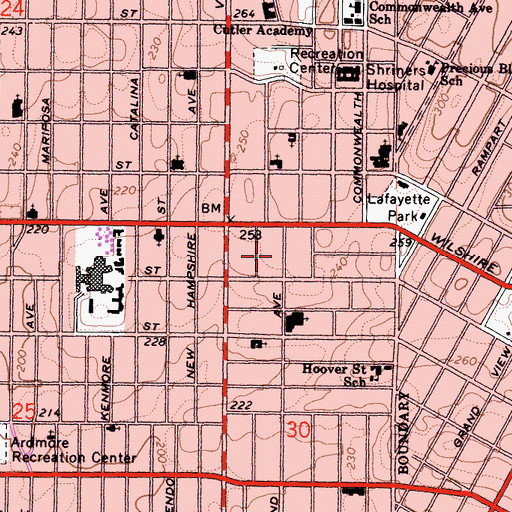 Topographic Map of Southwestern University School of Law, CA
