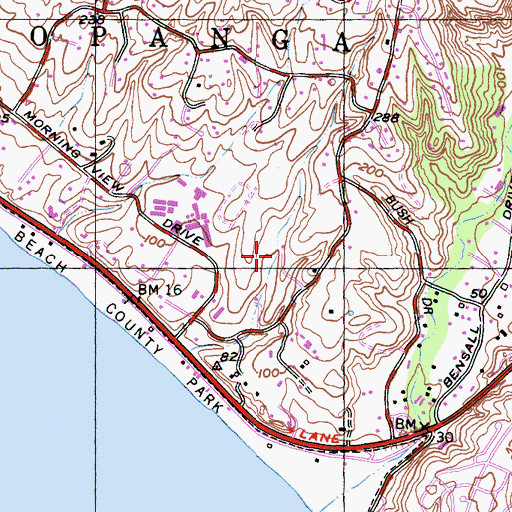 Topographic Map of Malibu Equestrian Park, CA