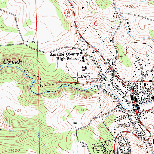 Topographic Map of Sutter Creek Catholic Cemetery, CA