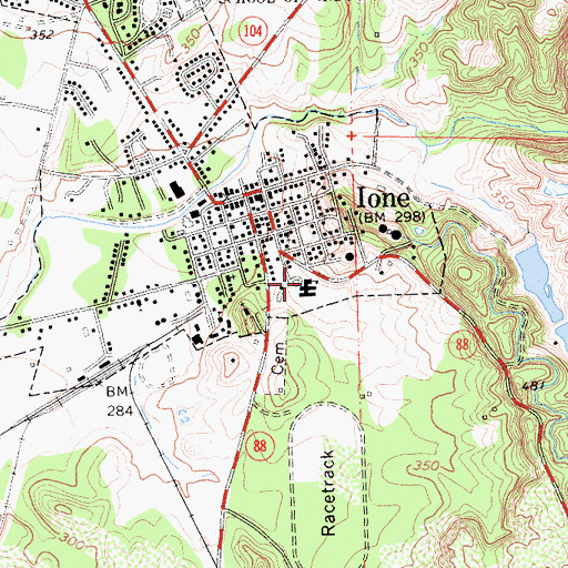 Topographic Map of Ione Elementary School, CA