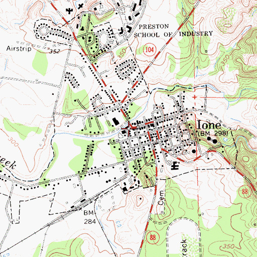 Topographic Map of Ione Post Office, CA