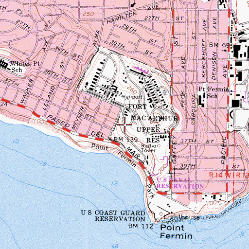 Topographic Map of Fort MacArthur Military Museum, CA