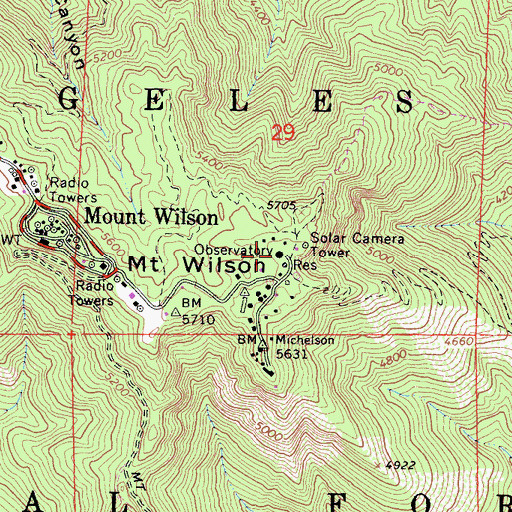 Topographic Map of Mount Wilson Observatory, CA
