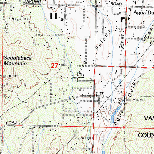 Topographic Map of Agua Dulce Elementary School (historical), CA