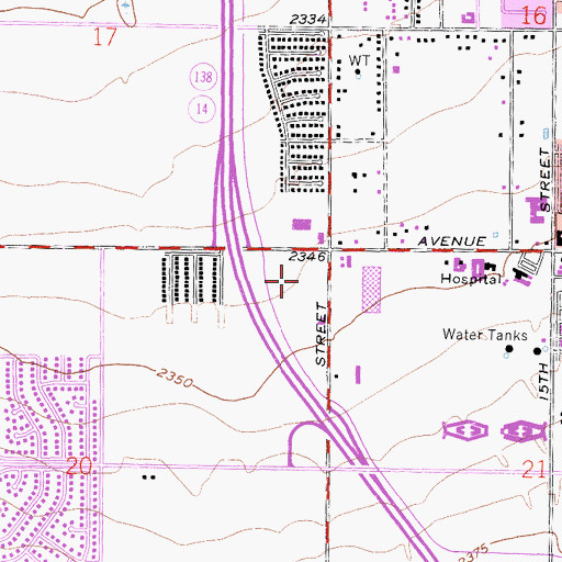 Topographic Map of Antelope Valley Plaza Shopping Center, CA