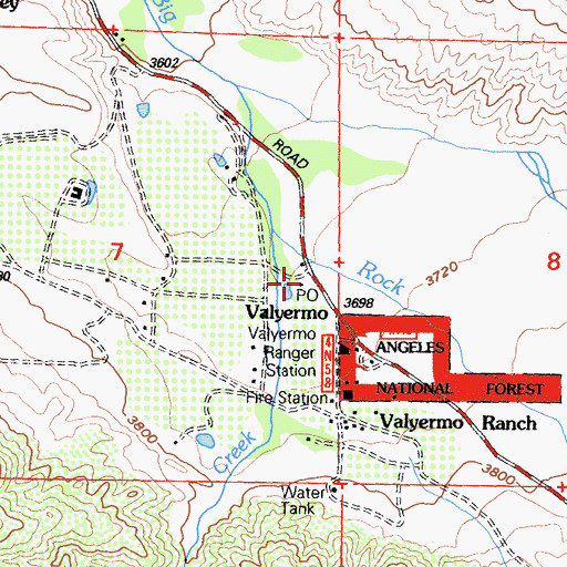 Topographic Map of Valyermo Post Office, CA