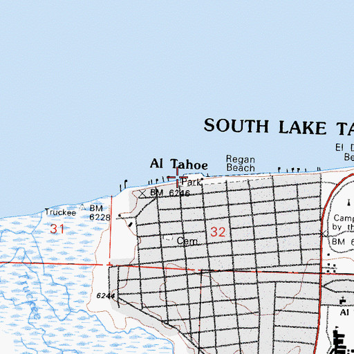 Topographic Map of Thomas F Regan Memorial City Beach, CA