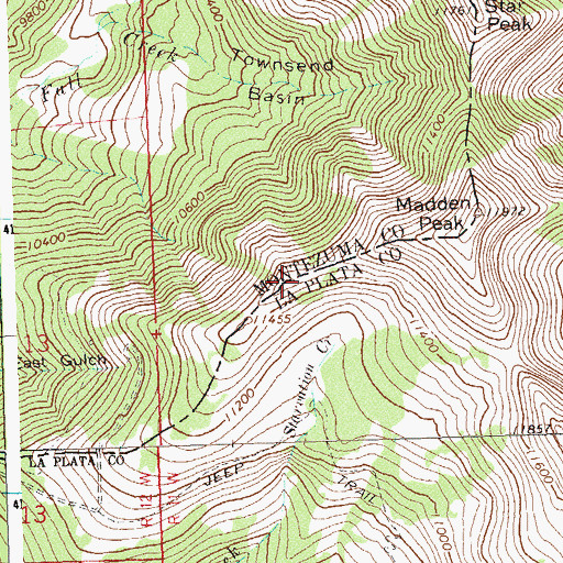 Topographic Map of Kaibab Mine, CO