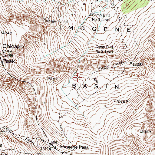 Topographic Map of Johnnie B Mine, CO