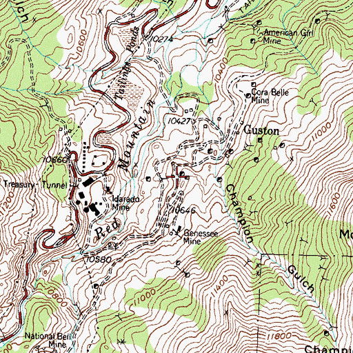 Topographic Map of Ledge Mine, CO