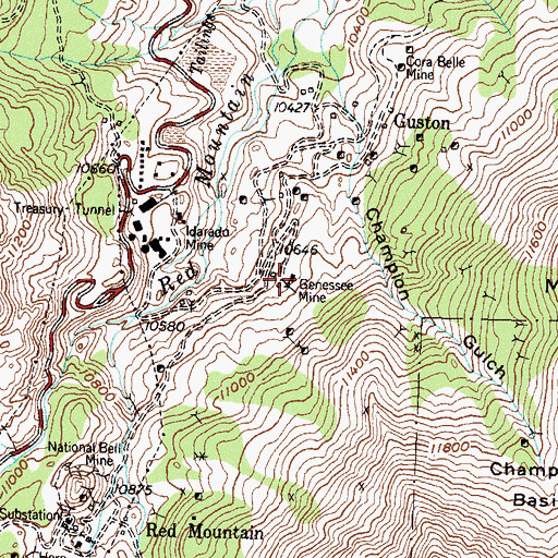 Topographic Map of Magnolia Shaft Mine, CO