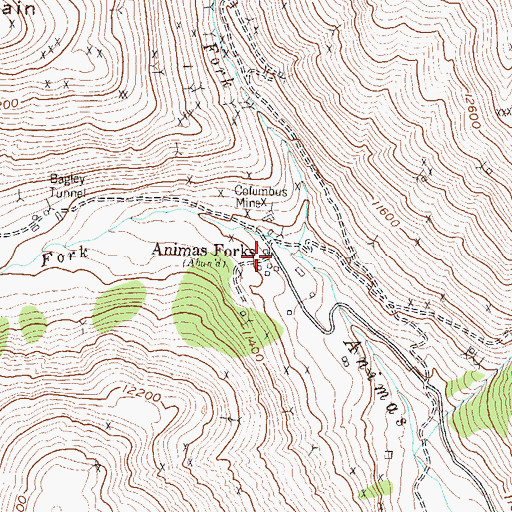 Topographic Map of Animas Forks Mine, CO