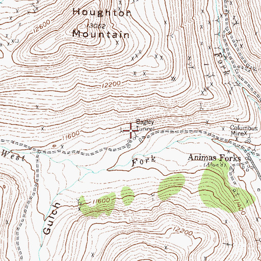 Topographic Map of Frisco Tunnel Mine, CO