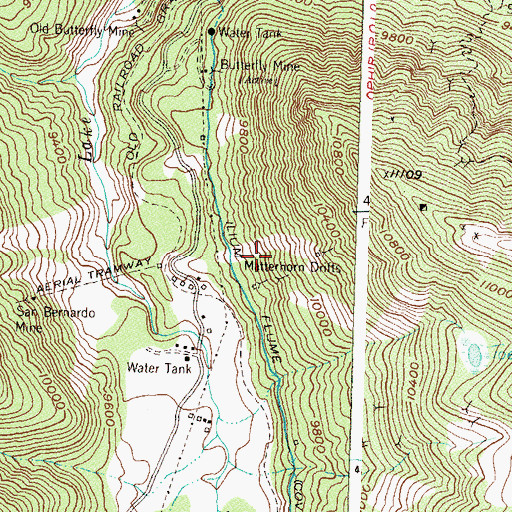 Topographic Map of Garibaldi Mine, CO