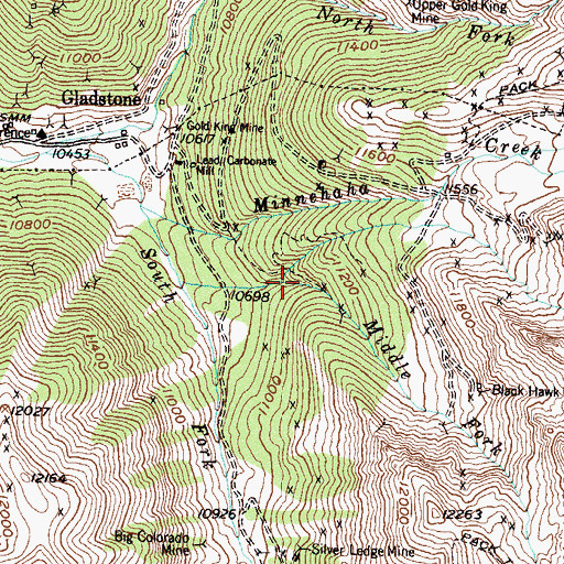 Topographic Map of Gladstone Mine, CO