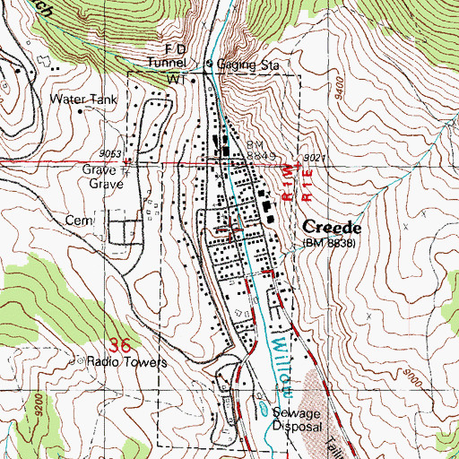 Topographic Map of P and E Tunnel Mine, CO