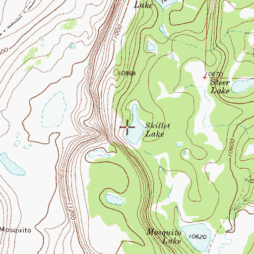 Topographic Map of Skillet Lake, CO
