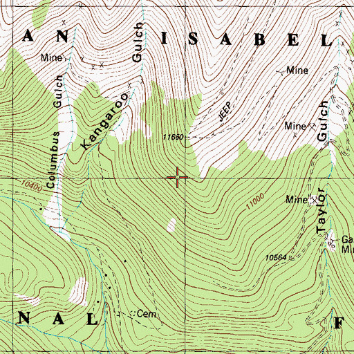 Topographic Map of Jewell Tunnel Mine, CO