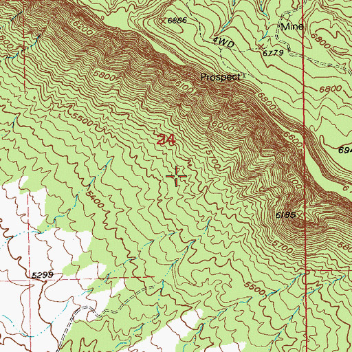 Topographic Map of Valentine Mine, CO