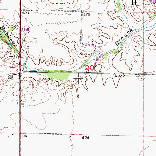 Topographic Map of Buckeye School (historical), IL