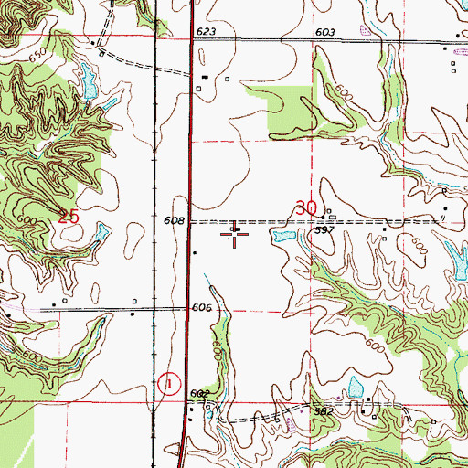 Topographic Map of Sassafras School (historical), IL
