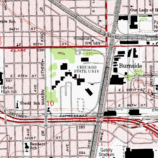 Topographic Map of Chicago State University, IL