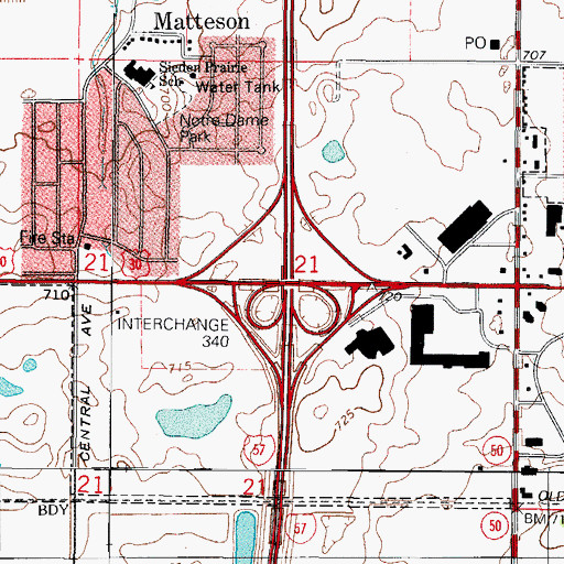Topographic Map of Interchange 340, IL