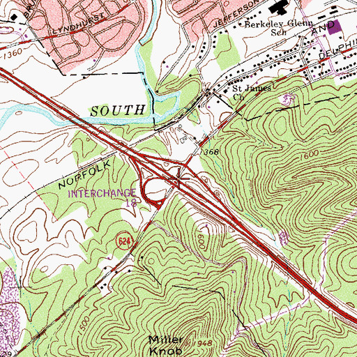 Topographic Map of Interchange 96, VA
